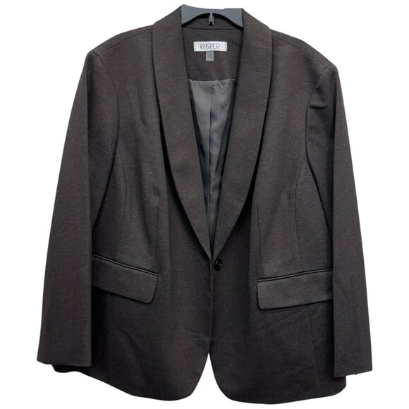 879. 24W - KASPER - Deep Brown Tweed Blazer Jacket NEW $109 msrp - Picture 1 of 7